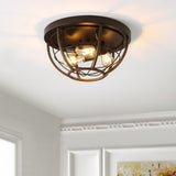 Lyla 15.75" Rustic Farmhouse Iron LED Flush Mount - JONATHAN Y