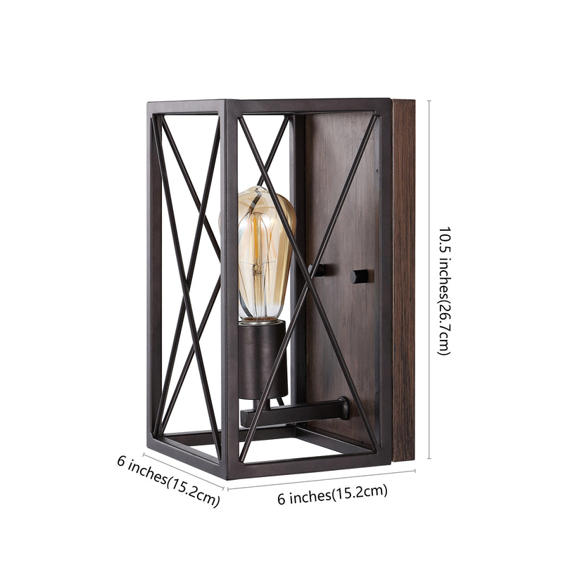 Norris X-Frame 6" Farmhouse Rustic Iron LED Sconce - JONATHAN Y