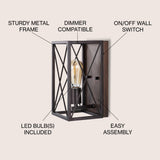 Norris X-Frame 6" Farmhouse Rustic Iron LED Sconce - JONATHAN Y