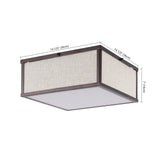 Grant 14.13" Minimalist Industrial Square Linen Iron LED Flush Mount - JONATHAN Y