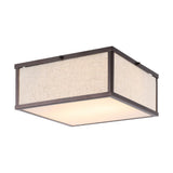 Grant 14.13" Minimalist Industrial Square Linen Iron LED Flush Mount - JONATHAN Y