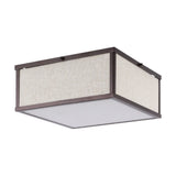 Grant 14.13" Minimalist Industrial Square Linen Iron LED Flush Mount - JONATHAN Y