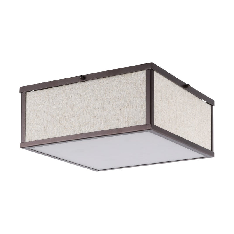 Grant 14.13" Minimalist Industrial Square Linen Iron LED Flush Mount - JONATHAN Y