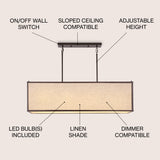 Cole 42" Minimalist Industrial Rectangular Linen Iron Linear LED Pendant - JONATHAN Y