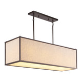 Cole 42" Minimalist Industrial Rectangular Linen Iron Linear LED Pendant - JONATHAN Y