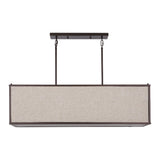 Cole 42" Minimalist Industrial Rectangular Linen Iron Linear LED Pendant - JONATHAN Y