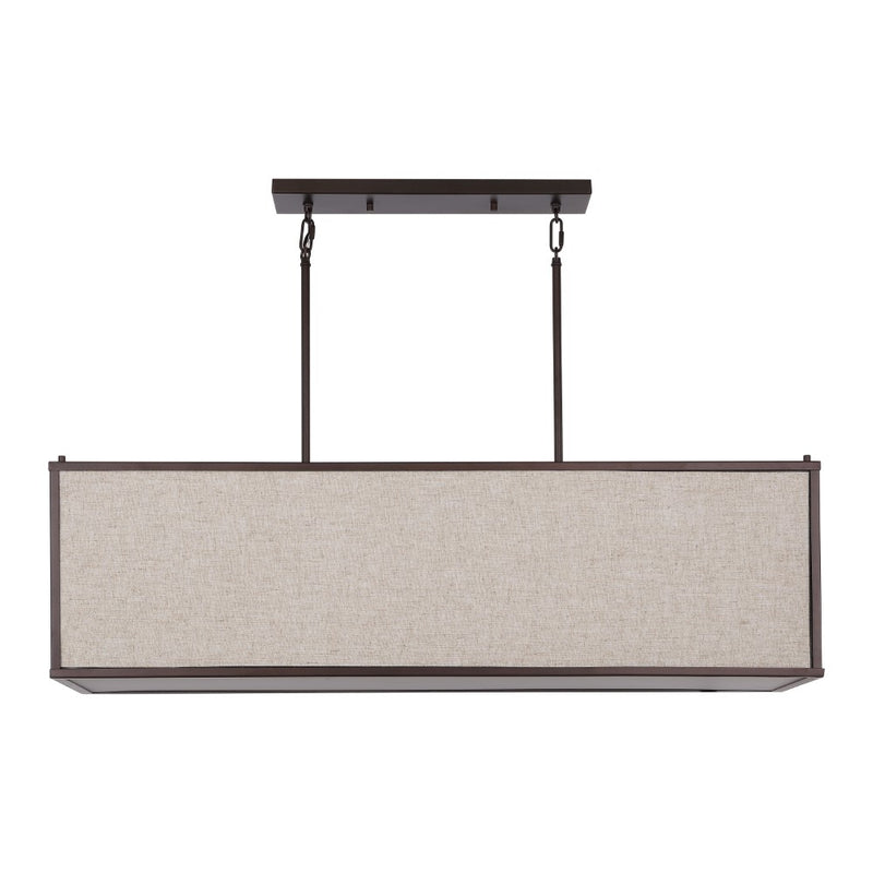 Cole 42" Minimalist Industrial Rectangular Linen Iron Linear LED Pendant - JONATHAN Y