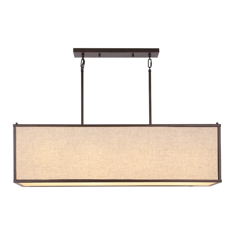 Cole 42" Minimalist Industrial Rectangular Linen Iron Linear LED Pendant - JONATHAN Y