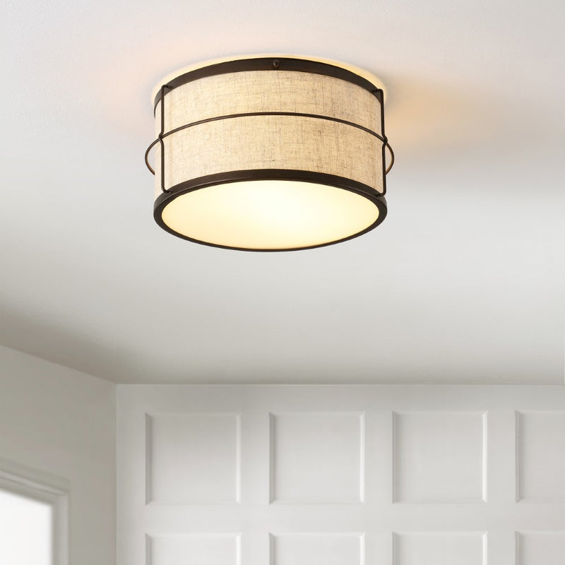 Evan 14" Rustic Farmhouse Iron LED Flush Mount - JONATHAN Y