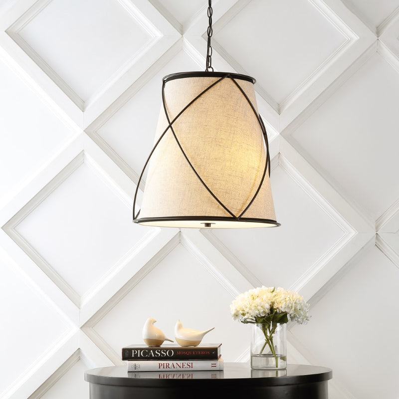 Milo 19" Rustic Farmhouse Iron LED Pendant - JONATHAN Y