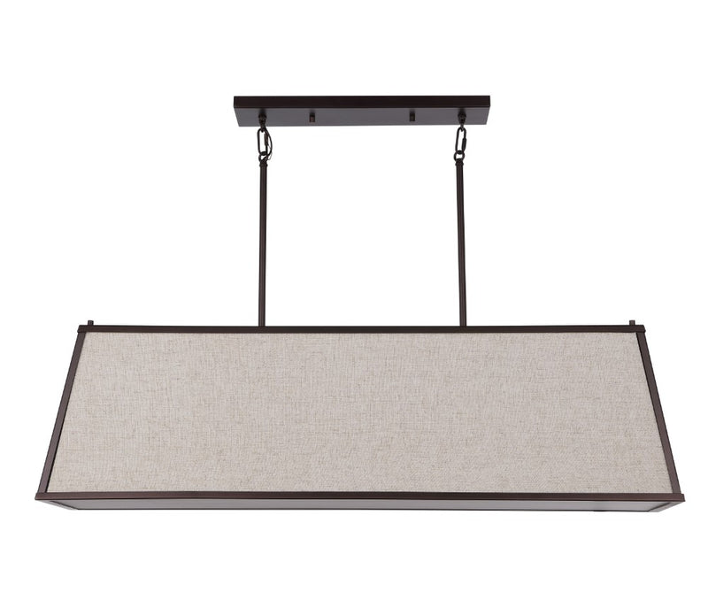 Crosby 42" Minimalist Industrial Trapezoidal Linen Iron Linear LED Pendant - JONATHAN Y
