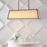 Crosby 42" Minimalist Industrial Trapezoidal Linen Iron Linear LED Pendant - JONATHAN Y