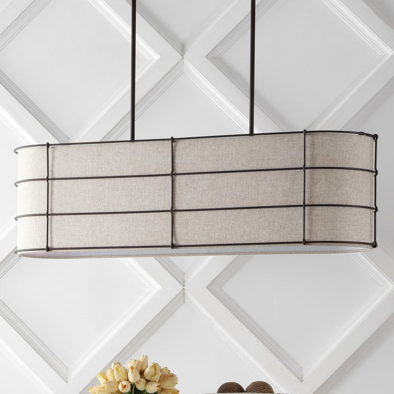 Chadwick 42" Rustic Farmhouse Iron Linear LED Pendant - JONATHAN Y