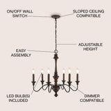 Oakley 25" Midcentury Farmhouse Iron LED Chandelier - JONATHAN Y