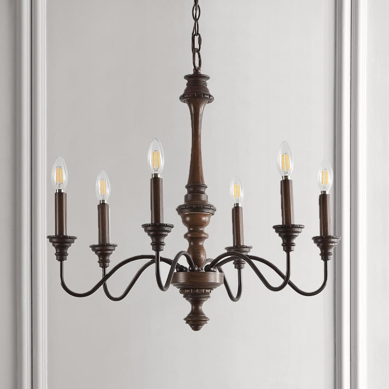 Oakley 25" Midcentury Farmhouse Iron LED Chandelier - JONATHAN Y