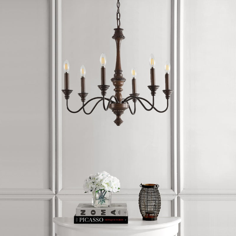 Oakley 25" Midcentury Farmhouse Iron LED Chandelier - JONATHAN Y