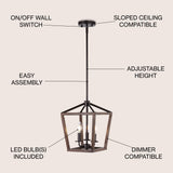 Oria 10" Iron Farmhouse Industrial Lantern LED Pendant
