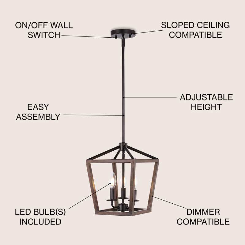 Oria 10" Iron Farmhouse Industrial Lantern LED Pendant