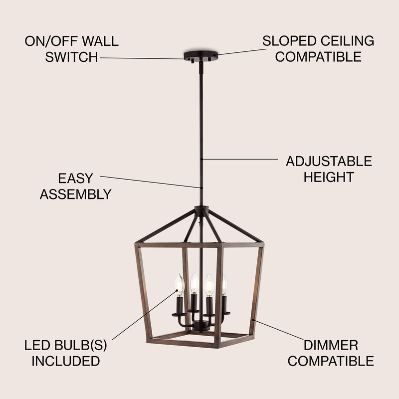 Oria 10" Iron Farmhouse Industrial Lantern LED Pendant