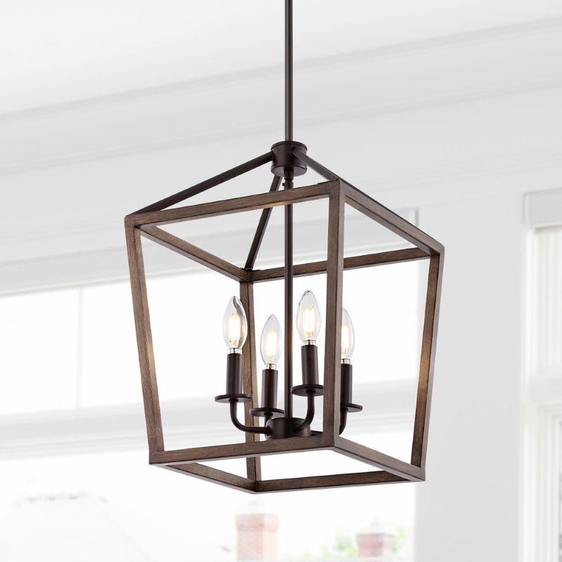 Oria 10" Iron Farmhouse Industrial Lantern LED Pendant - JONATHAN Y