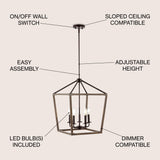 Oria 10" Iron Farmhouse Industrial Lantern LED Pendant