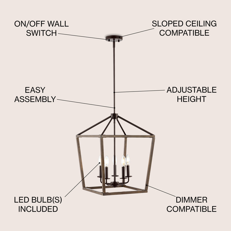 Oria 10" Iron Farmhouse Industrial Lantern LED Pendant