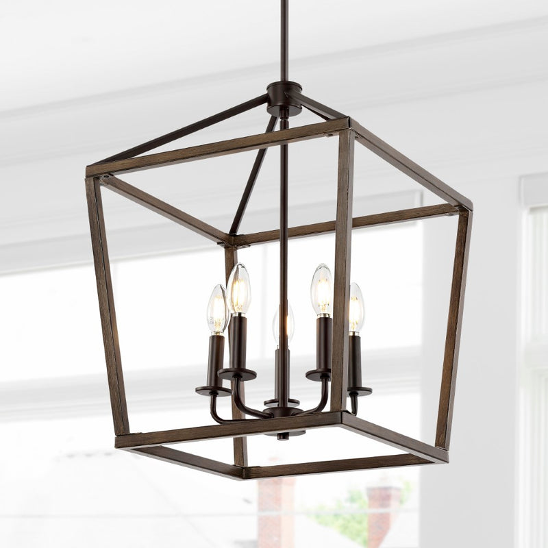 Oria 10" Iron Farmhouse Industrial Lantern LED Pendant