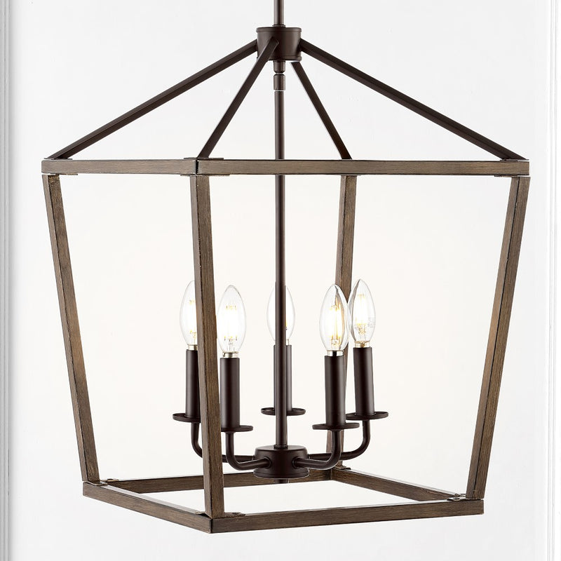 Oria 10" Iron Farmhouse Industrial Lantern LED Pendant - JONATHAN Y