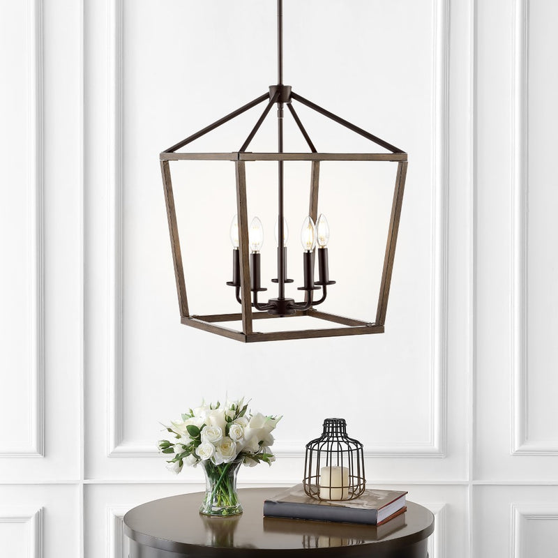 Oria 10" Iron Farmhouse Industrial Lantern LED Pendant - JONATHAN Y