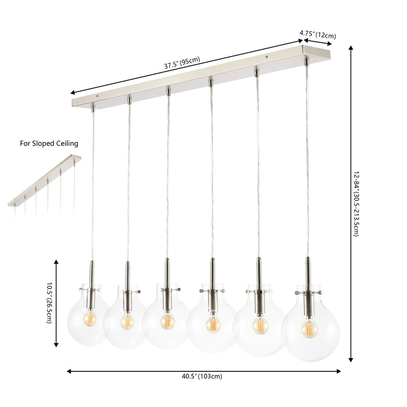 Harlow 40.5" Modern Contemporary Round Glass/Iron LED Linear Pendant - JONATHAN Y
