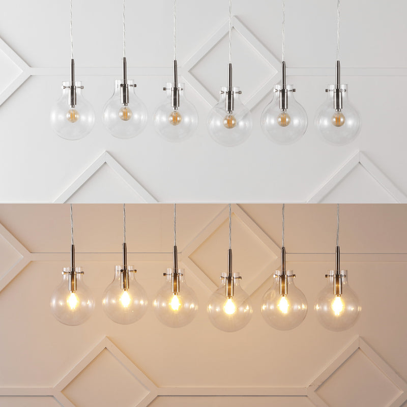Harlow 40.5" Modern Contemporary Round Glass/Iron LED Linear Pendant - JONATHAN Y