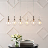 Harlow 40.5" Modern Contemporary Round Glass/Iron LED Linear Pendant - JONATHAN Y