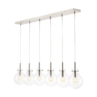 Harlow 40.5" Modern Contemporary Round Glass/Iron LED Linear Pendant - JONATHAN Y