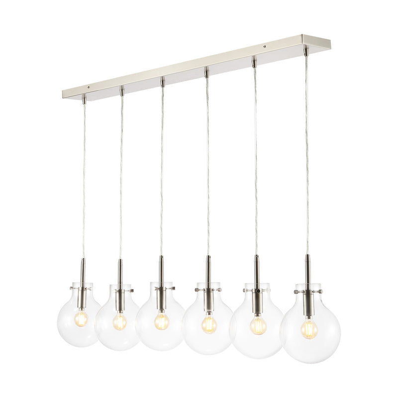 Harlow 40.5" Modern Contemporary Round Glass/Iron LED Linear Pendant - JONATHAN Y