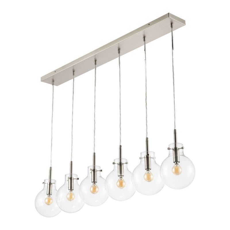 Harlow 40.5" Modern Contemporary Round Glass/Iron LED Linear Pendant - JONATHAN Y