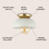 Paulina Classic Industrial Iron LED Flush Mount - JONATHAN Y