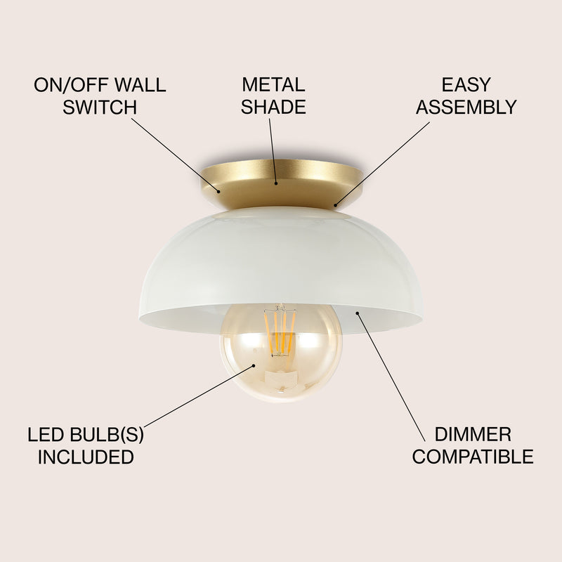 Paulina Classic Industrial Iron LED Flush Mount - JONATHAN Y
