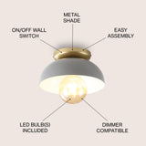 Paulina Classic Industrial Iron LED Flush Mount - JONATHAN Y