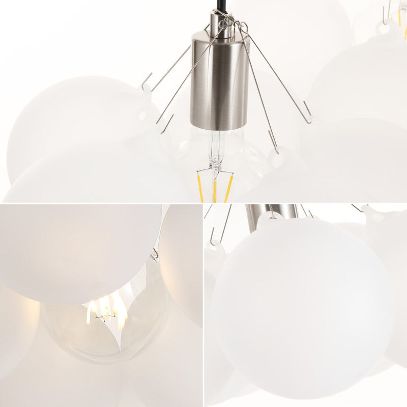 Aubrey 24" 3-Light Mid-Century Glam Frosted Glass Orb LED Chandelier - JONATHAN Y