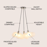 Aubrey 24" 3-Light Mid-Century Glam Frosted Glass Orb LED Chandelier - JONATHAN Y