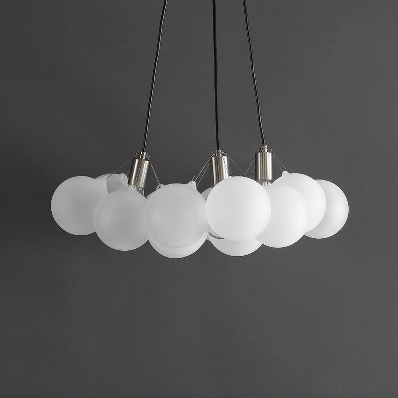 Aubrey 24" 3-Light Mid-Century Glam Frosted Glass Orb LED Chandelier - JONATHAN Y