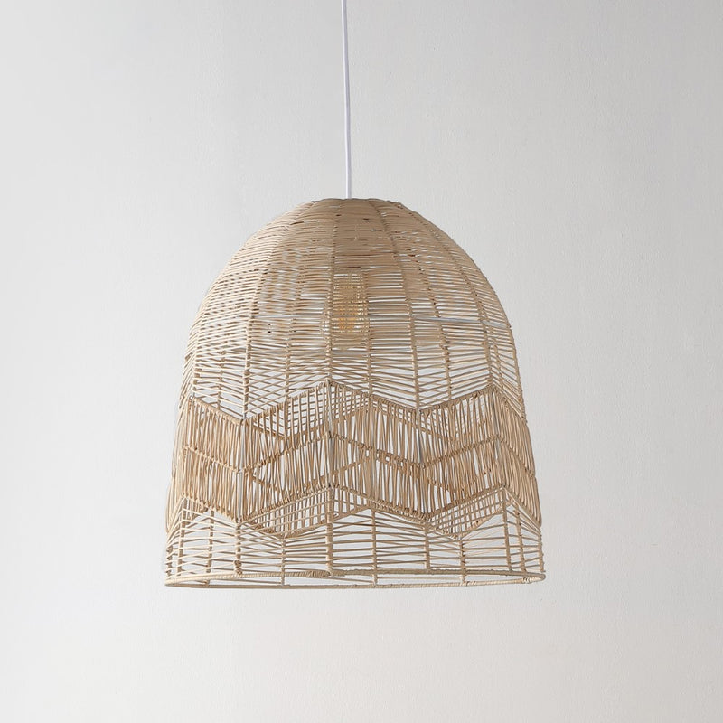 Sofia 17.5" Farmhouse Coastal Rattan 180" Cord Plug-In or Hardwired LED Pendant - JONATHAN Y