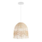 Sofia 17.5" Farmhouse Coastal Rattan 180" Cord Plug-In or Hardwired LED Pendant - JONATHAN Y