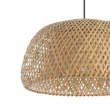 Mateo 18" Farmhouse Coastal Bamboo 180" Cord Plug-In or Hardwired LED Pendant - JONATHAN Y