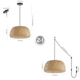 Mateo 18" Farmhouse Coastal Bamboo 180" Cord Plug-In or Hardwired LED Pendant - JONATHAN Y