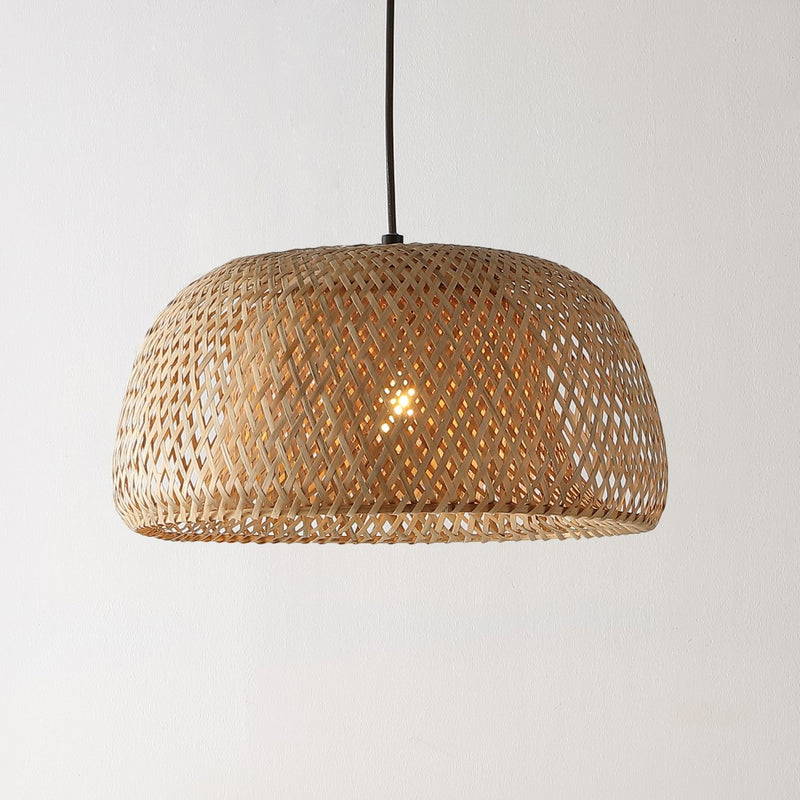 Mateo 18" Farmhouse Coastal Bamboo 180" Cord Plug-In or Hardwired LED Pendant - JONATHAN Y