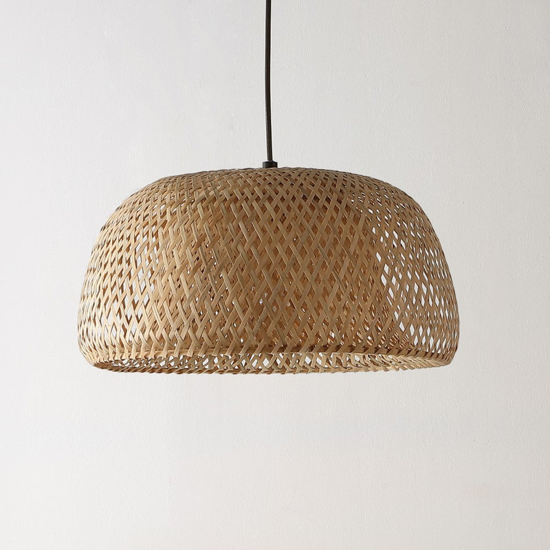 Mateo 18" Farmhouse Coastal Bamboo 180" Cord Plug-In or Hardwired LED Pendant - JONATHAN Y