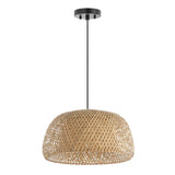 Mateo 18" Farmhouse Coastal Bamboo 180" Cord Plug-In or Hardwired LED Pendant - JONATHAN Y