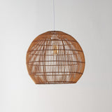 Raya 19" Farmhouse Coastal Rattan 180" Cord Plug-In or Hardwired LED Pendant - JONATHAN Y