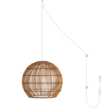 Raya 19" Farmhouse Coastal Rattan 180" Cord Plug-In or Hardwired LED Pendant - JONATHAN Y